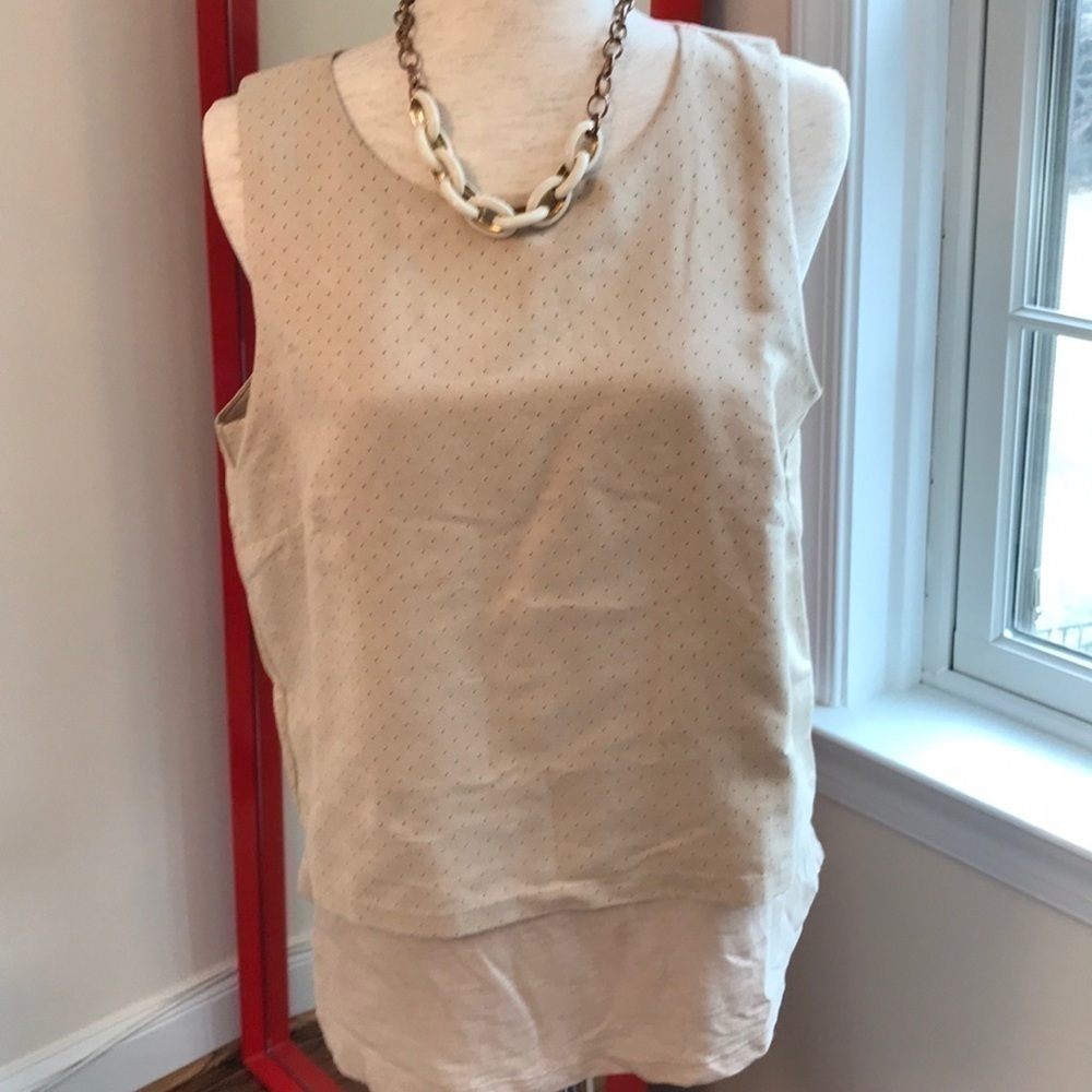 Banana Republic suede look layered zip back tank size medium